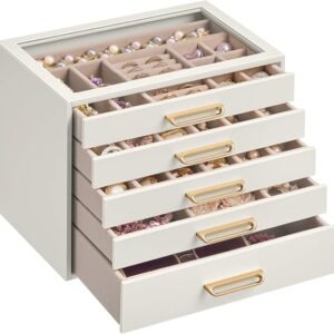 SONGMICS Jewelry Box with Glass Window